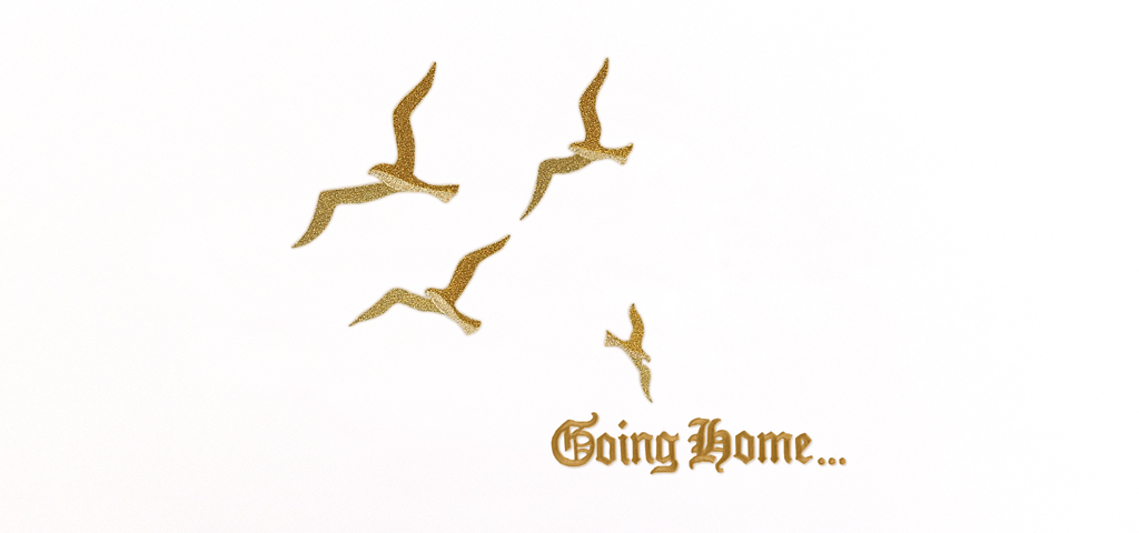 Going Home NEW Birds Gold White Faux
